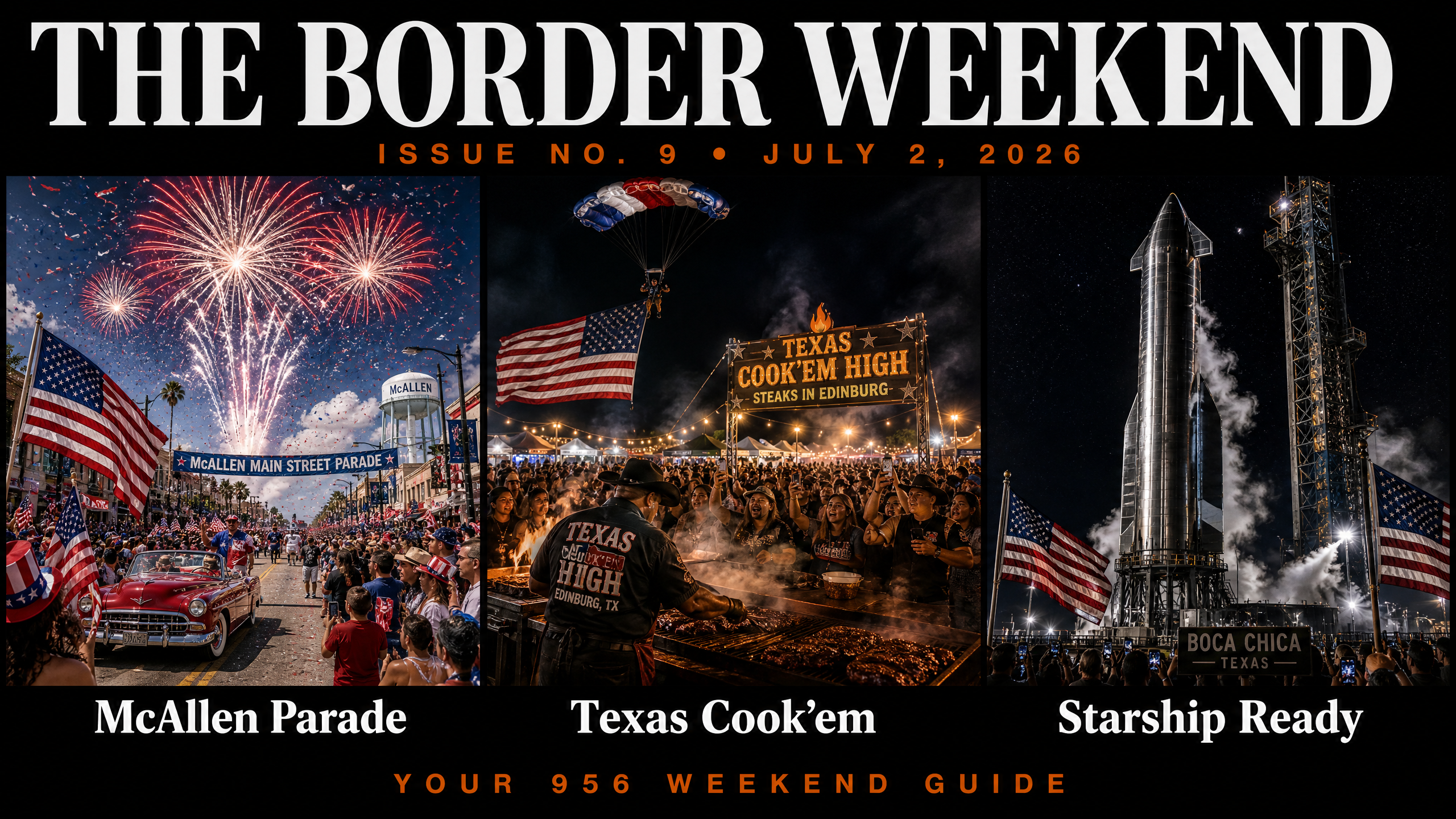 Issue No. 9 — McAllen Independence Day Parade, Texas Cook'em Edinburg, Starship Flight 13 Boca Chica